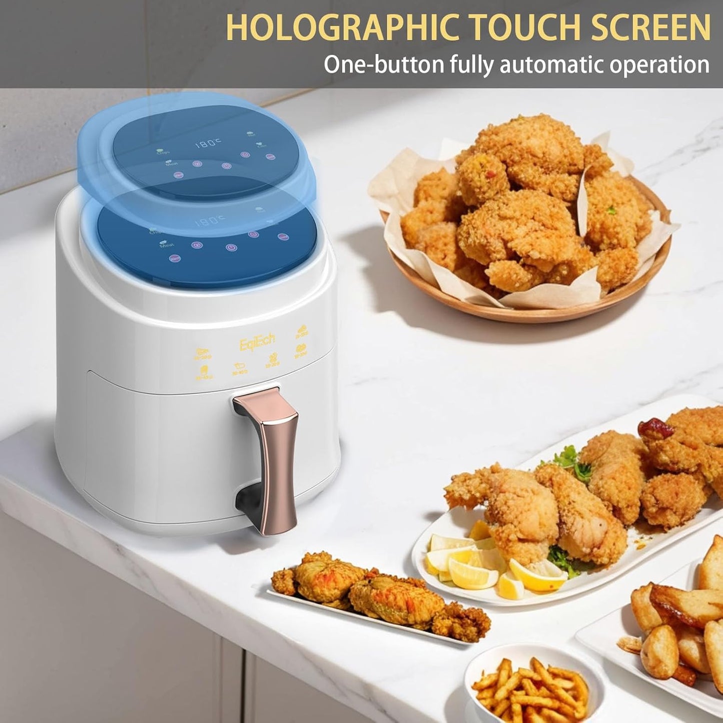 Air Fryer Oven With Touch Control System - Intelligent Hot Air Circulation for Oil-Free Healthy Frying, Grilling, Roasting, Baking