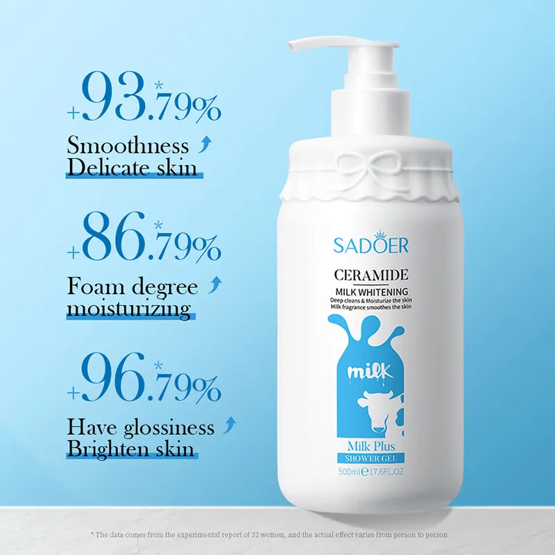 SADOER Organic Goat Milk Shower Gel Body Cleansing Moisturizing Smooth Brightening Herbal Perfumed Bath Lotion