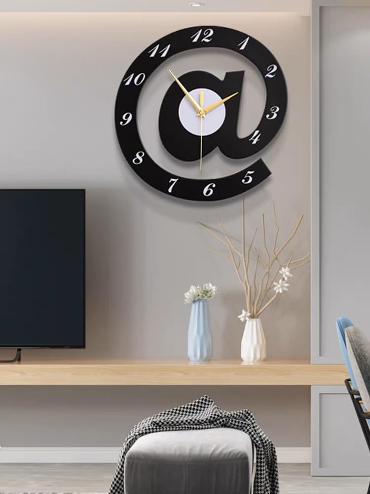 The Sign (@)3D Wooden wall clock for Living Room, Bed Room Home Decor Art &amp; Hanging Decorative Showpiece Items