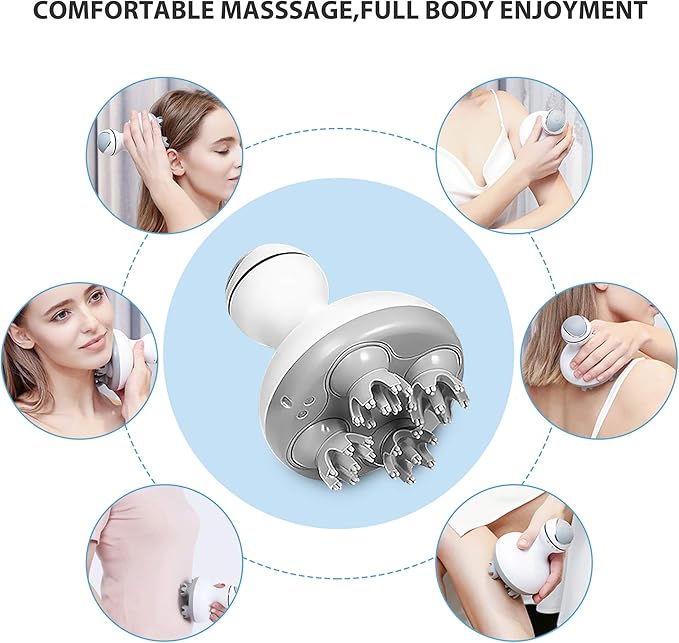Electric Cordless Hair Scalp Massager with Kneading 84 Massage Nodes, Handheld Portable Head Scratcher Massager for Hair Growth, Deep Clean, Christmas Gifts for Women Men Mom Dad