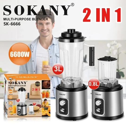 2 In 1 Multipurpose Blender 3 L Capacity Pitcher Juicer & Grinder 6600W